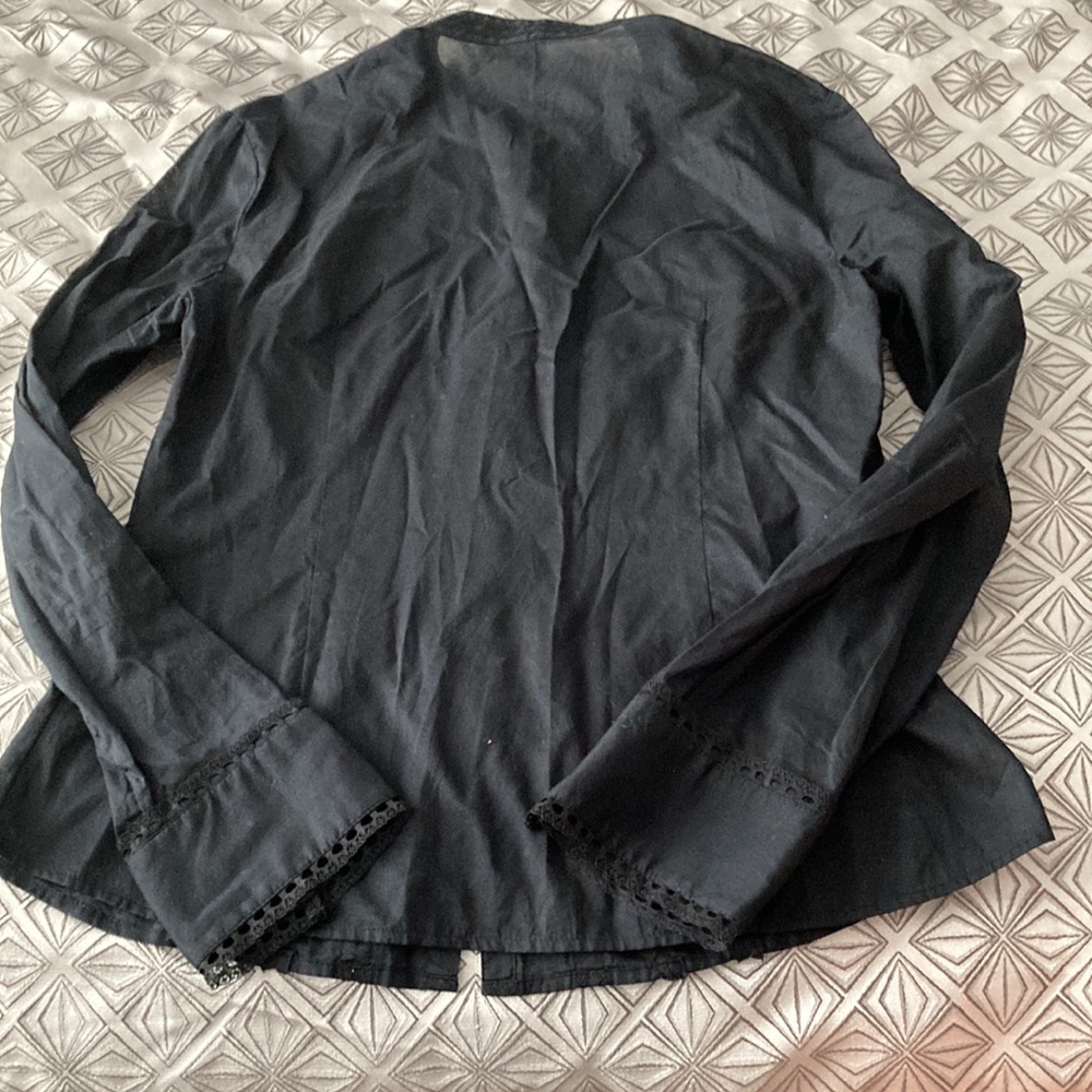 Express size M collarless,sheer black  button down - Picture 7 of 8